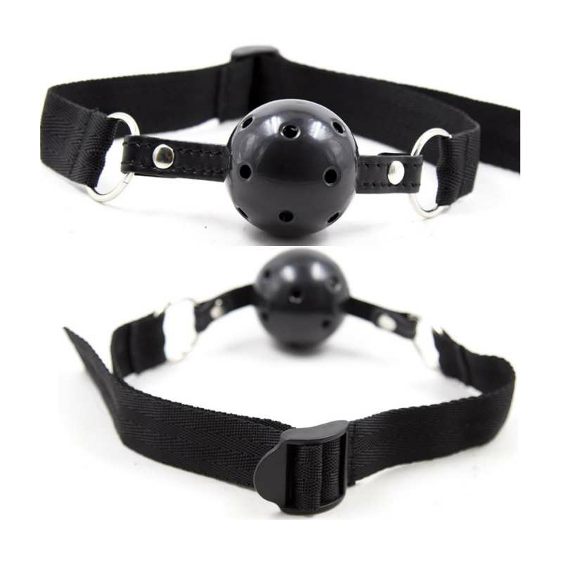 Bâillon Boule Respirant Tissu Noir Bâillon Boule Respirant Tissu Noir