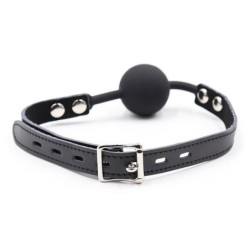 Siliconen Gagbal met Leren Riem (Inclusief Hangslot)