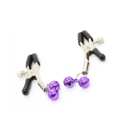 Pinces à tétons avec grelot violet
