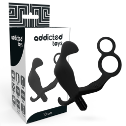 Plug Anal com Anel Duplo Pénis e Testículos Preto