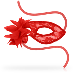 Masks Antifaz Com Rendas e Flor Vermelha