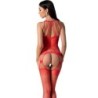 Bs095 Bodystocking Rosso Taglia Unica