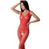 Bs098 Bodystocking Rosso Taglia Unica