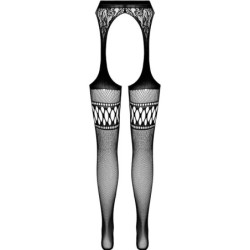 S026 Pończochy z Pasem do Pończoch Czarne Rozmiar Uniwersalny