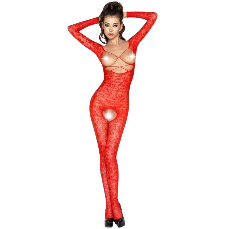 Woman Bs031 Bodystocking Rosso Taglia Unica