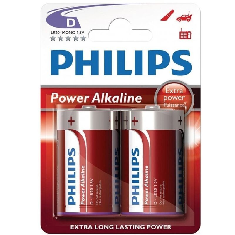 Philips - Power Alkaline Pilha D Lr20 Blister*2