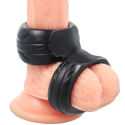 Super Flexível e Resistente Anel Peniano Duplo Pr09 Preto