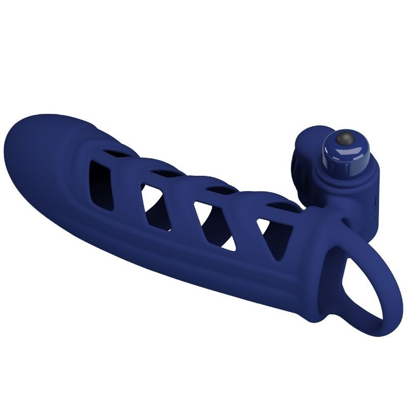 Altaf Vibrating Cock Ring With Blue Silicone Sleeve