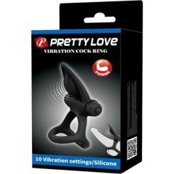 Vibrating Cock Ring 10 Vibrations Silicone Black