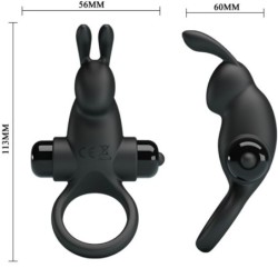 Vibrerende Ring + Rabbit Clitoris Stimulator 10 Vibrationer Sort