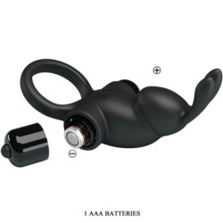 Pierścień Wibracyjny + Stymulator Króliczek Łechtaczki 10 Wibracji Czarny