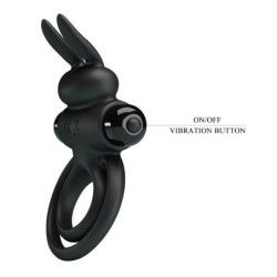 Inel Vibrator Iii Iepure Pentru Penis Negru