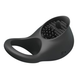 Vibrating Cock Ring With Tongue - Black