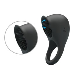 Anel Vibratório Peniano com Língua Preto