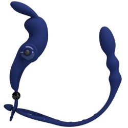 Ayad Anillo Vibrador Rabbit Con Plug Azul