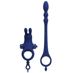 Ayad Anillo Vibrador Rabbit Con Plug Azul