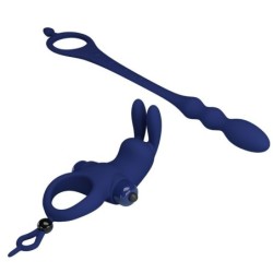 Ayad Anel Vibratório Rabbit Com Plug Azul