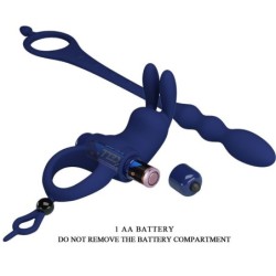 Ayad Vibrerende Rabbit Ring met Plug Blauw