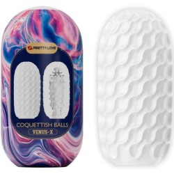 Coquettish Balls Vīriešu Masturbators Silikona Balts