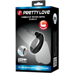 Dahlia Vibrator Ring + Clitoris Stimulator 12 Vibrationer Sort