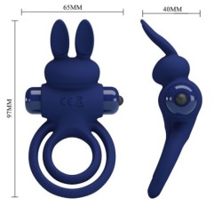 Darey Anel Vibratório Duplo Rabbit Azul