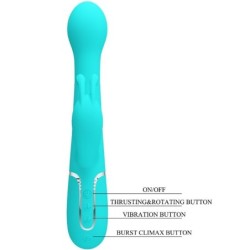 Dejon Vibrador Rabbit 3 Em 1 Multifunção Verde Água