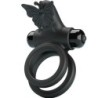 Anel Vibratório Duplo Com Estimulador Preto