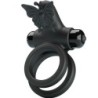 Anel Vibratório Duplo Com Estimulador Preto