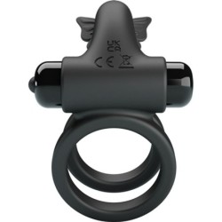 Anel Vibratório Duplo Com Estimulador Preto