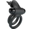 Anel Vibratório Duplo Com Estimulador Preto