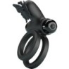 Anel Vibratório Duplo Com Estimulador Preto