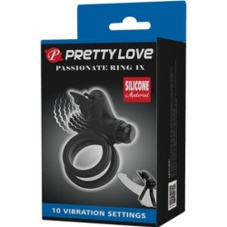 Anel Vibratório Duplo Com Estimulador Preto