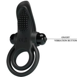 Dubbele Vibrerende Ring + Clitoris Stimulator 10 Vibraties Zwart