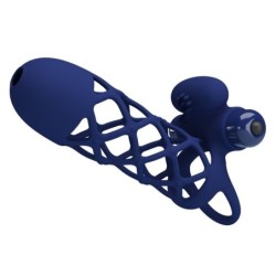 Giann Anel Vibratório Com Capa De Silicone Azul