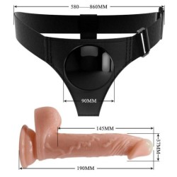 Harness Briefs Arnês Universal Com Dildo Kevin 19 Cm Natural