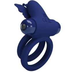 Jamele Dubbele Ring met Vibratie & Vlinder Stimulator Blauw