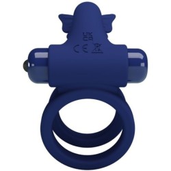 Jamele Dubbel Ring Med Vibration & Blå Fjärilsstimulator