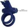 Jamele Double Anneau Avec Vibration & Stimulateur Papillon Bleu