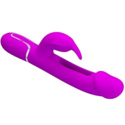Kampas Vibrador Rabbit 3 Em 1 Multifunção Com Língua Fúcsia