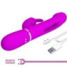 Kampas Vibrador Rabbit 3 Em 1 Multifunção Com Língua Fúcsia