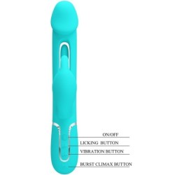 Kampas Vibromasseur Rabbit 3 En 1 Multifonction Avec Langue Verte Eau