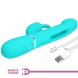 Kampas Vibratorius Rabbit 3 In 1 Multifunkcinis Su Žaliu Liežuviu Vandens