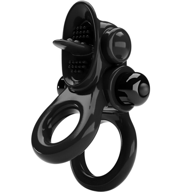 Passionate Ring Kahekordne Vibraatorrõngas + Kliitori Stimulaator Must