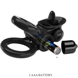 Passionate Ring Dvostruki Vibrirajući Prsten + Stimulator Klitorisa Crni