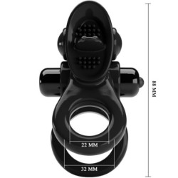 Anel Paixão Duplo Anel Vibratório + Estimulador de Clitóris Preto