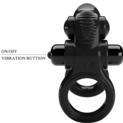Passionate Ring Doble Anillo Vibrador + Estimulador Clítoris Negro