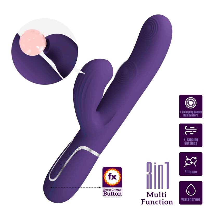 Perlita Vibrador Punto G 3 En 1 Multifunción Morado