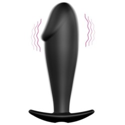Plug Anal Silicona Forma Pene Y 12 Modos Vibracion Negro