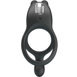 Seth Dobbelt Vibrerende Penisring Rabbit 7 Vibrationer Sort