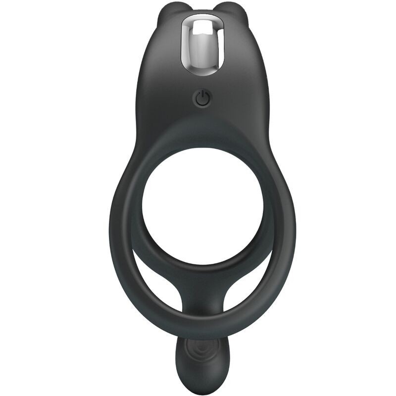 Seth Dobbelt Vibrerende Penisring Rabbit 7 Vibrationer Sort
